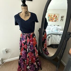 Grace Elements Floral Maxi Skirt - Purple and Red